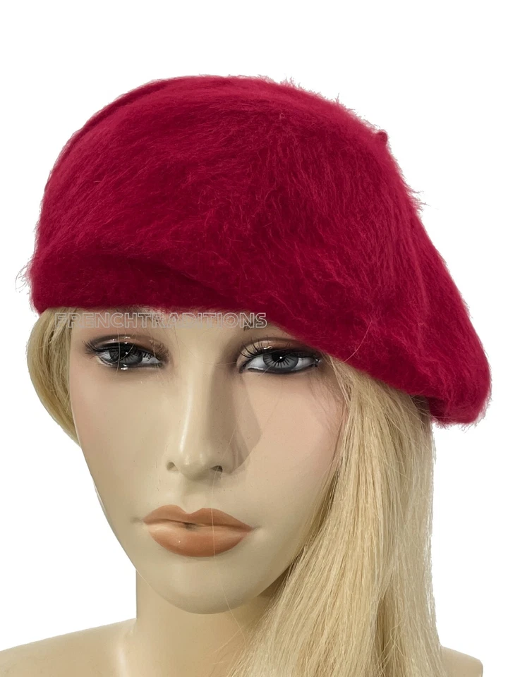 Laulhere French Beret Hat Angora Red Made in France 6 3/4 - Image 3 of 4