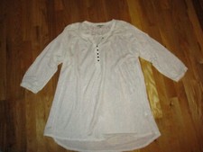 Ladies Lucky Brand Ivory Lace Semi-Sheer 3/4 Sleeves Tunic Top Size 1X