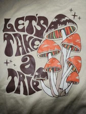 Romwe Let's Take A Trip Mushroom Sweatshirt Tan Size L