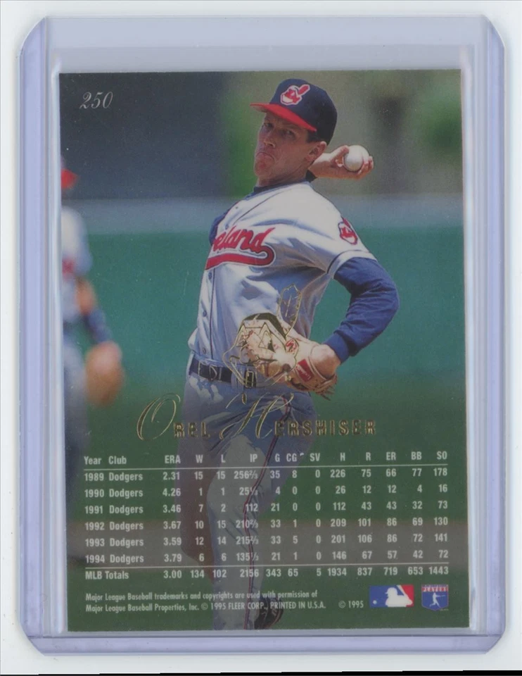 1995 Flair Orel Hershiser Cleveland Indians #250 - Image 2 of 2