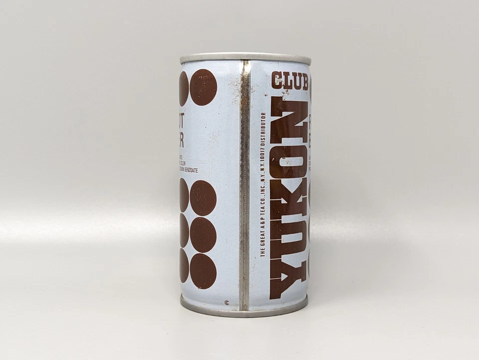 Cerveza de raíz Club Yukon vintage 12 oz lata de refresco vacía tapa plana A&P Tea Co Foto 4 de 4