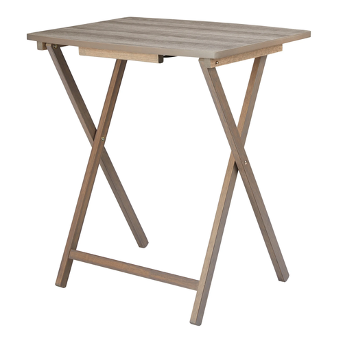 Indoor Oversized Single Folding Tray Table, Rustic Gray, 26" X 23.6 X 17.7" - Picture 10 of 12