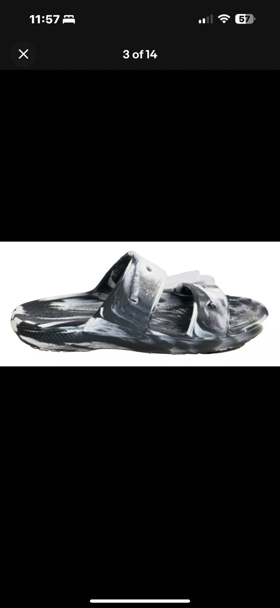 Crocs Classic Mens Size 13 Marbled White Black Slides Slip On Sandals New 207701 Crocs Classic White/Black Marbled Men main image 4