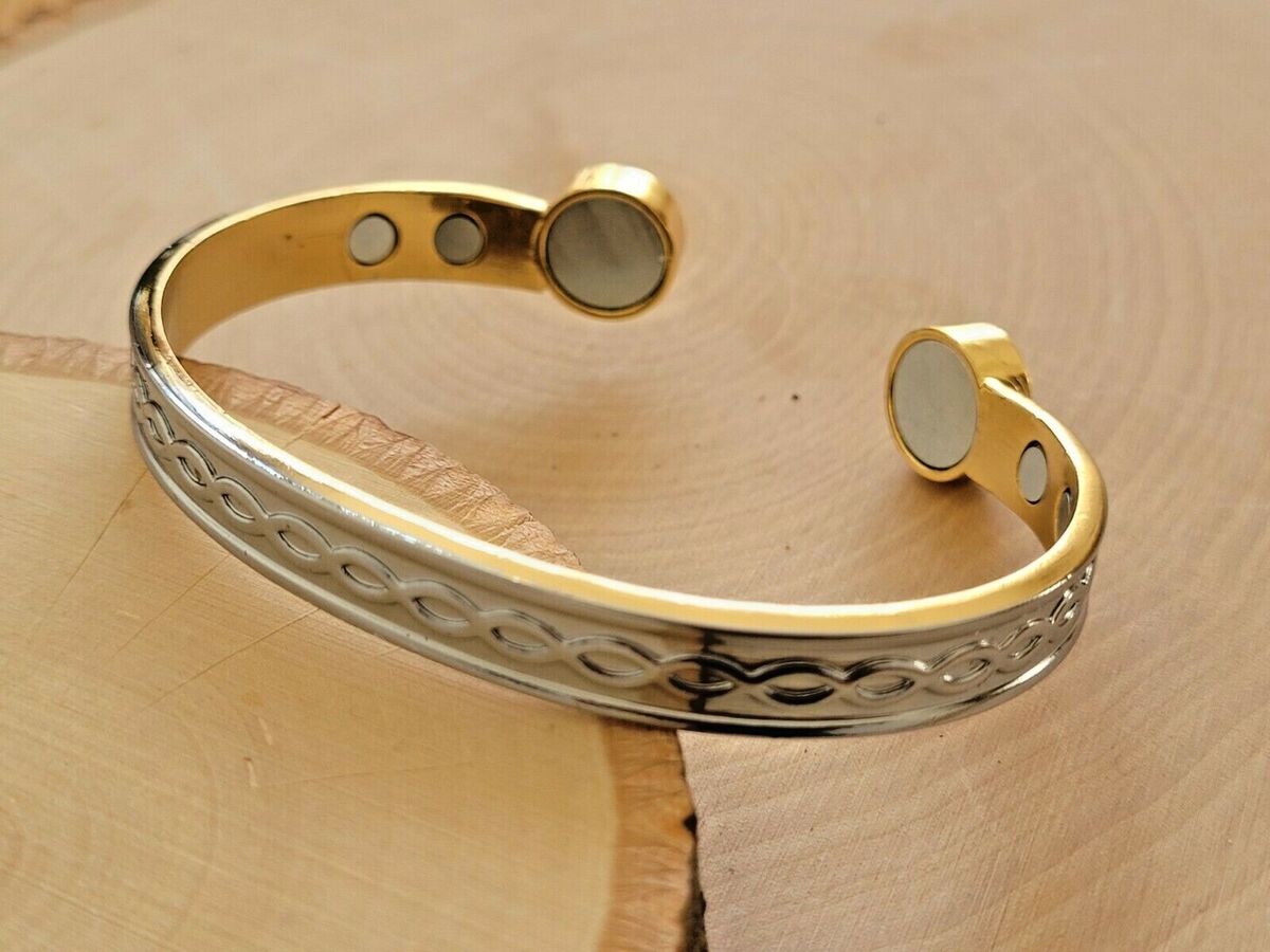 Pure Copper Magnetic Bracelet Arthritis Therapy Women Men Adjustable Dome  Cuff | eBay