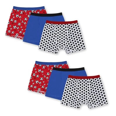EX UK STORE® Boys Boxer Shorts 6 Pack Football Print Cotton Trunks 5-13Y Soft Comfy Underwear