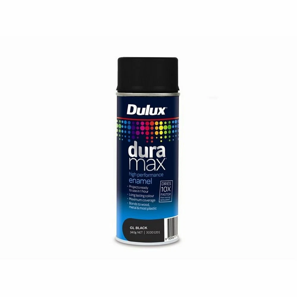 Dulux 340g Duramax Gloss Spray Paint Black