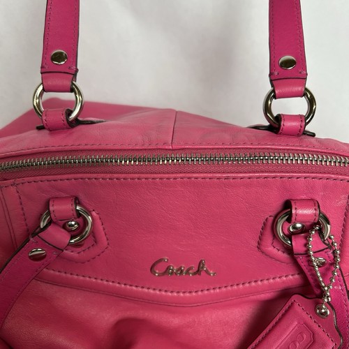 Coach Leather Double Handle Purse Shoulder Strap Bag Large Pink Ashley Magenta - Picture 11 of 15