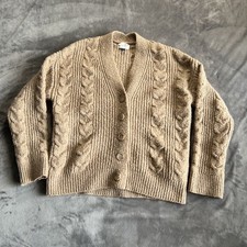 Universal Thread Chunky Cable Knit Cardigan Sweater XS Tan Beige Cottagecore Coz