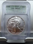 1990 $1 AMERICAN SILVER EAGLE ICG MS70 GREEN LABEL