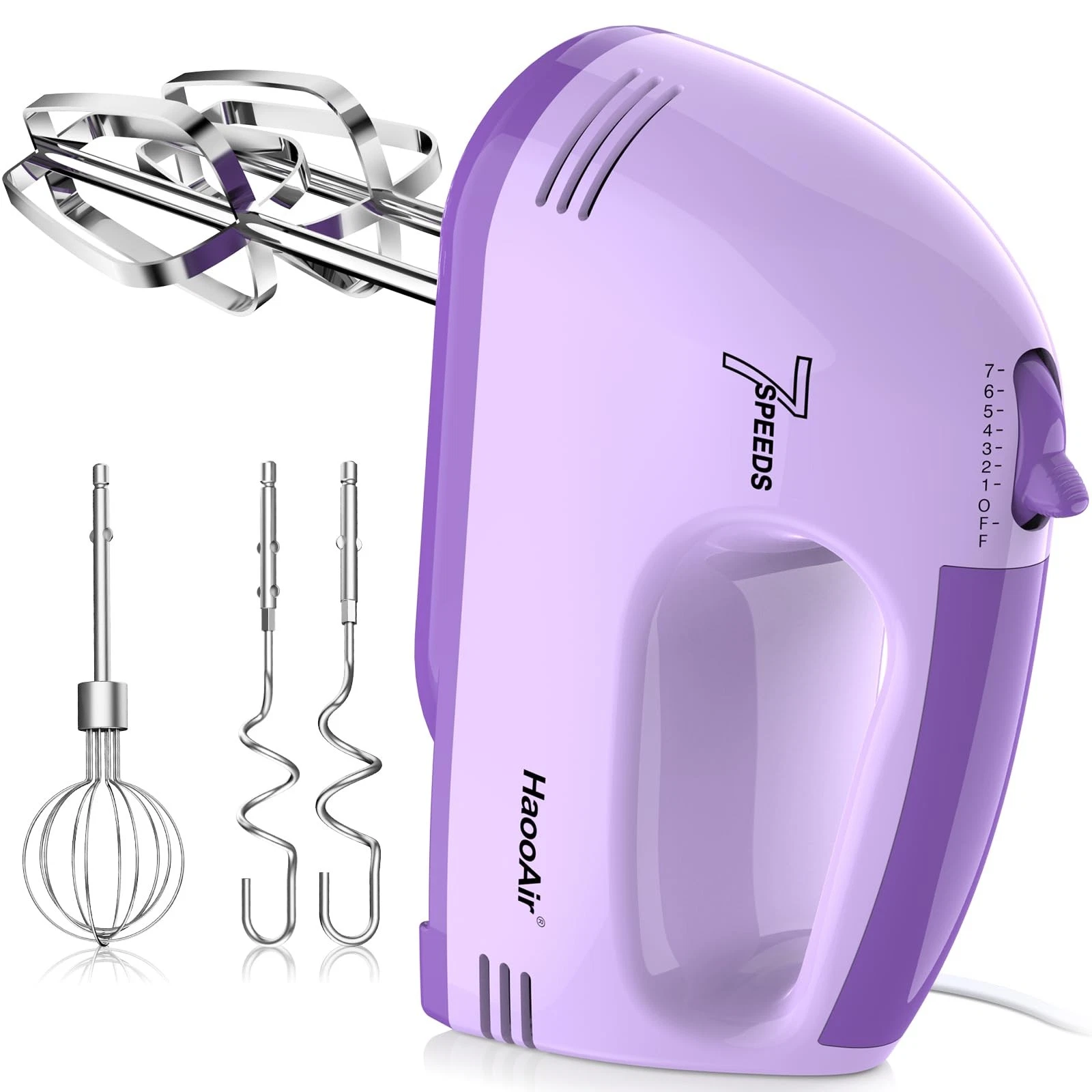 Electric Handheld Mixer, 7-Speed Adjustable Kitchen Mixer, 5 Stainless Steel ...