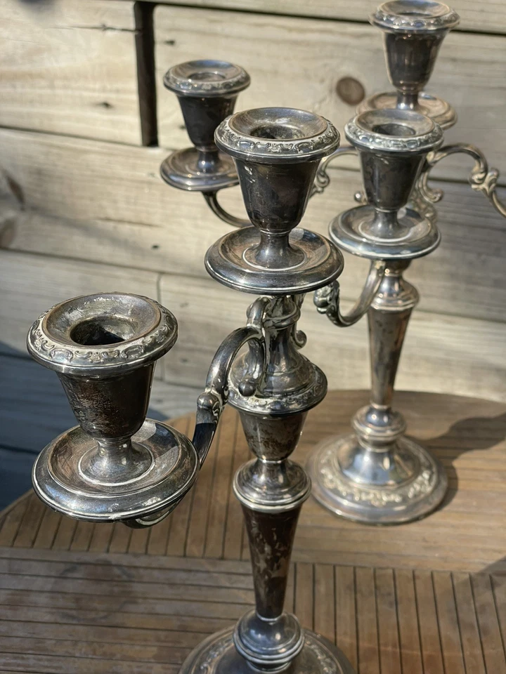 PAR DE CANDELABROS GORHAM PLATA ESTERLINA - *ponderados* Foto 4 de 4