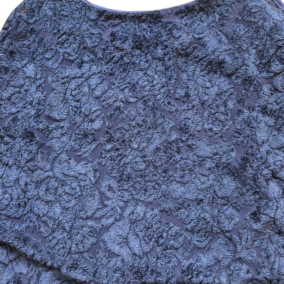 Vintage Victoria's Secret Burnout Velvet  Navy Blue Cami Small 1990s - Image 2 of 4