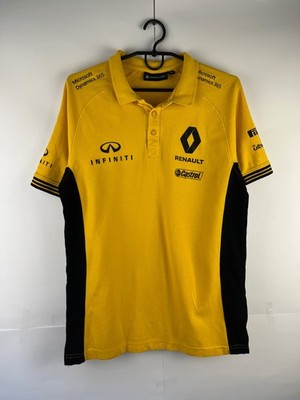 Renault Infiniti Men's Yellow F1 Formula 1 Cotton Polo Shirt Size M