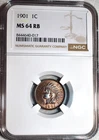 NGC MS-64 RB 1901 Indian Head Cent, Well-Struck, Red-Brown specimen.