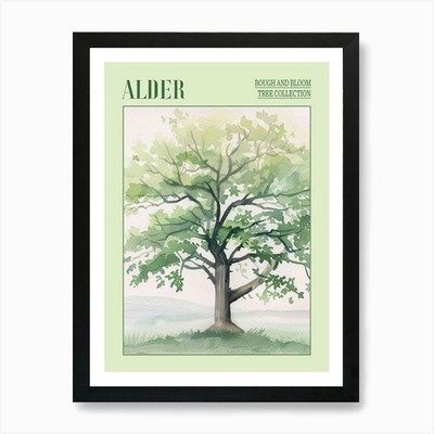 Erle stimmungsvoll Aquarell gerahmt Wandbild Poster Leinwanddruck Bild