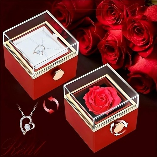 Eternal Red Rose Revolving Box - Built-in A Delicate Necklace, Revolving Box ... - Picture 4 of 8