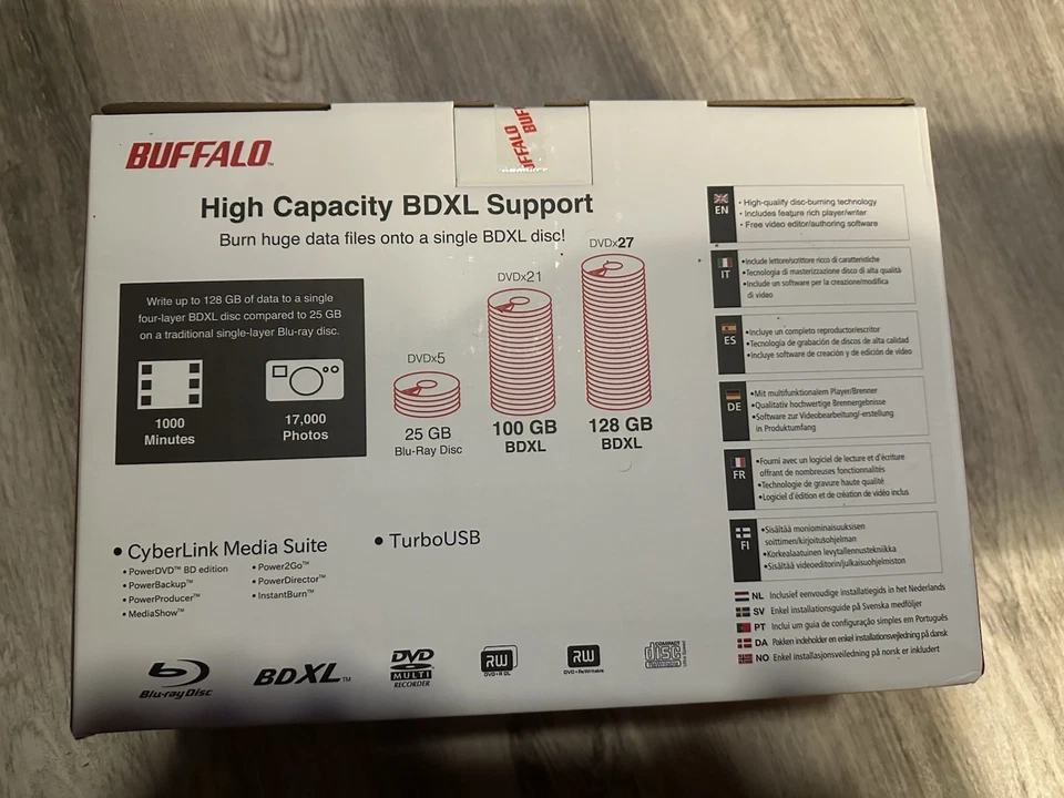 Buffalo MediaStation 16x Desktop BDXL Blu-Ray Writer (BRXL16U3) - New Sealed - Image 2 of 4