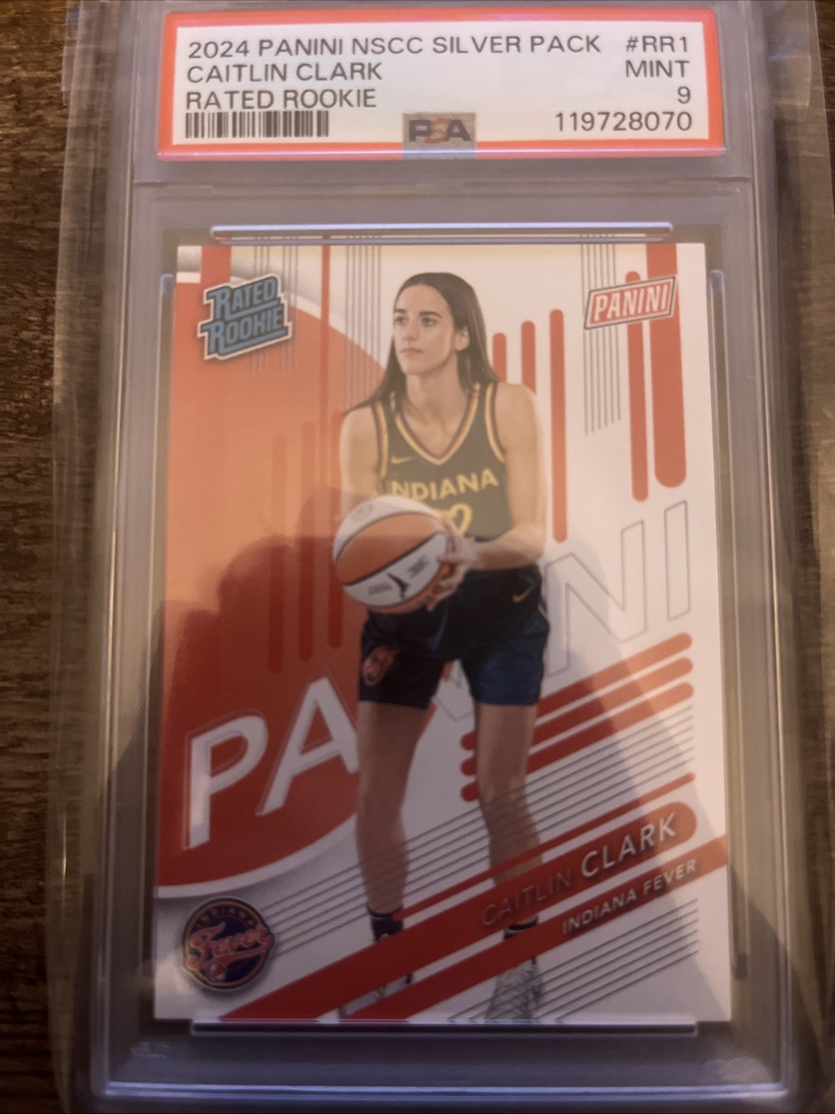 2024 panini nscc Silver Pack caitlin clark rated rookie PSA 9 view 2
