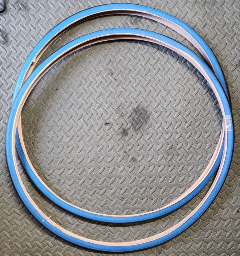 Two Black/Blue Deli 700 x 25 Bicycle Tires 100 PSI ISO 23-622