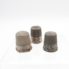 Antique Set of Three Sterling Thimbles, Simons, Stern Bros. Ketchum McDougal