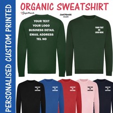 Custom Printed AWDis Unisex Organic Sweatshirt Sports Casual Top Workwear Gym