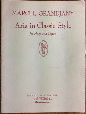 Aria in Classic Style MARCEL GRANDJANY for Harp & Organ Book + Folio  GOOD