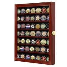 Military Challenge Coin Display Case Wall Mount Cabinet Poker Chips Holder Di...