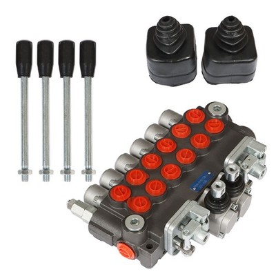 Hydraulic Backhoe 11 GPM Directional Control Valve 6 Spool With 2 Joysticks