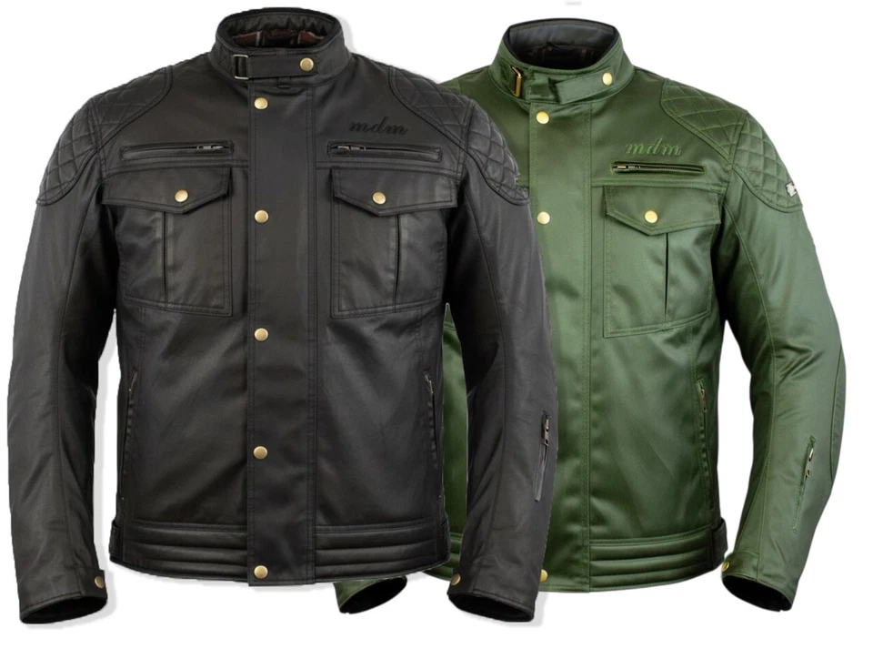 MDM Motorradjacke Wachsjacke Retro Cafe Racer wasserdicht Protektoren - Bild 1 von 1