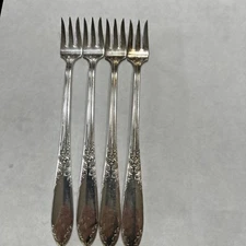 Set of 4 “King Edward" Silverplate National Silver Company Seafood Forks