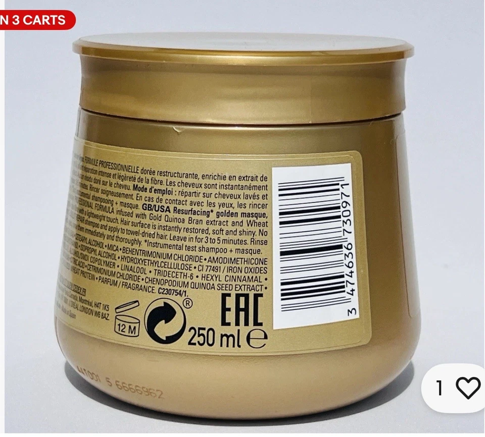 L'OREAL Serie Expert Absolut Repair Gold Quinoa + Protein Masque, 8.4fl Oz - Image 2 of 3