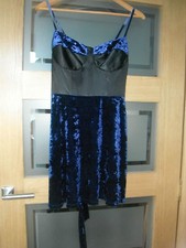 NWT NEXT Runway Collection Dark Blue Velvet & Satin Type Dress Size 12 RRP £45