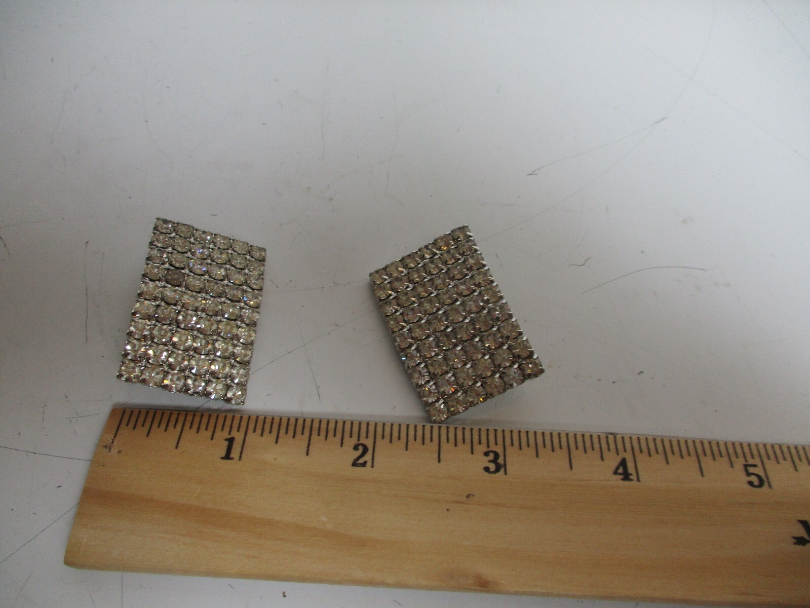 Vintage Pair Larger Rectangle  Rhinestones Buckles Women's Shoe Clips