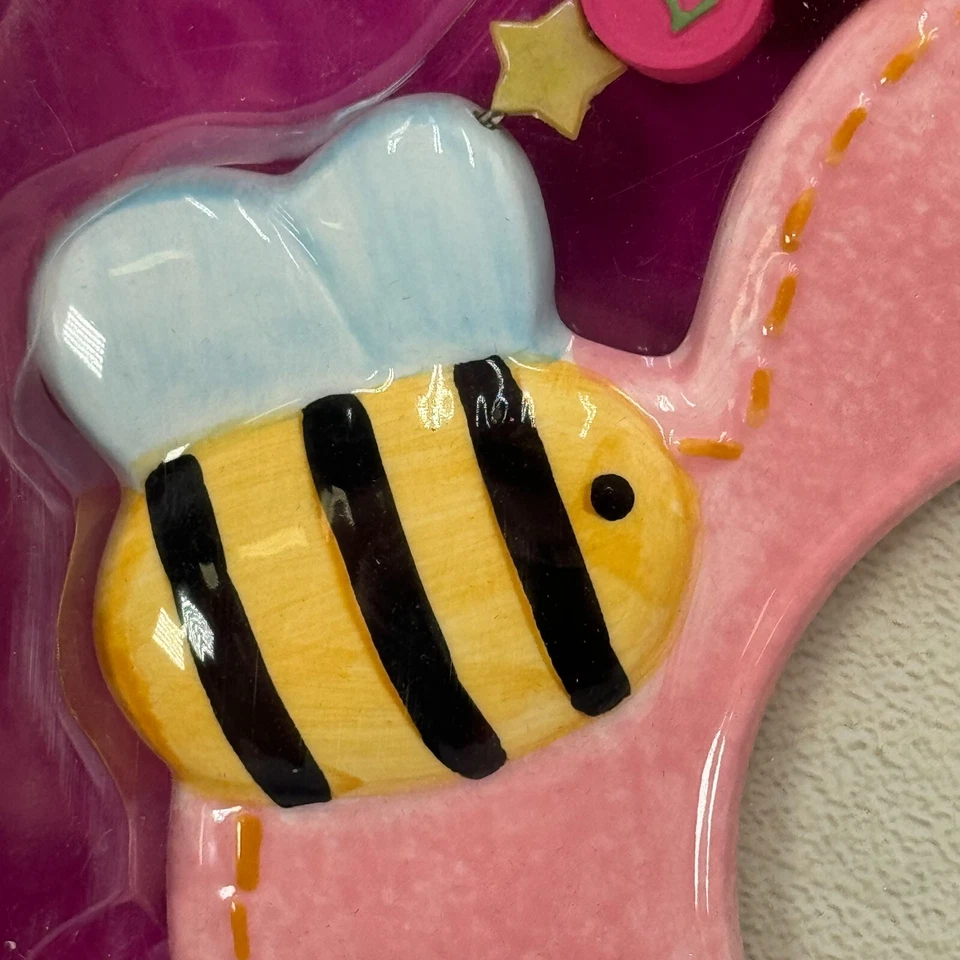 Marco de fotos redondo Russ Skribbles 3x3 pulgadas rosa flor abejorro mejor mamá nuevo en caja Foto 3 de 4