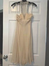 Bcbg Max Azria Beige Blush Tulle Halter Cocktail Prom Hoco Midi Dress Nwt 4