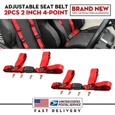 2Set Red 2" 4-Point Adjustable Racing Seat Belts Harness Safety Shoulder Straps