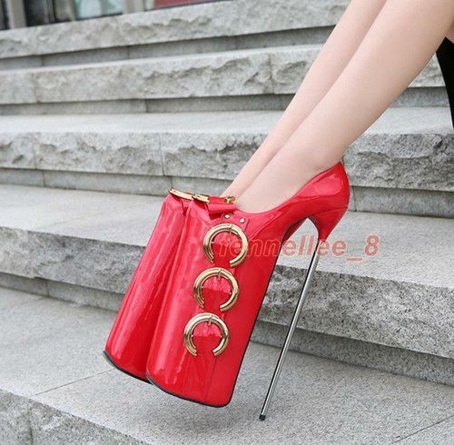 30cm Super High Stiletto Metal Heel Womens Ring Party Pumps Platform Punk Shoes - 第 3/13 張圖片