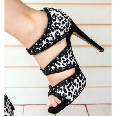 white leopard heels