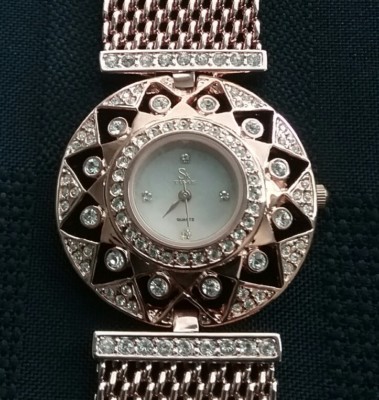 Vintage SK Time Quartz Watch Rose tone, with Crystals
