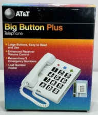 AT&T Big Button Plus Telephone UPC 048898003680 - 1988 - White - NOS