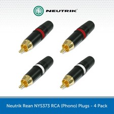 4x Neutrik RCA Phono Plugs Gold Plated REAN Connectors Red/White NYS373 Cable