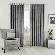 Luxury Velvet Curtains PAIR of Blackout Eyelet Ring Top Fully Lined Ready Made