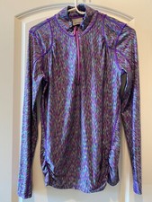Athleta Women's Pullover Top Size S 1/4 Zip Purple Print