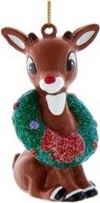 Kurt S. Adler - Rudolph w/ Wreath 3" Ornament - RU1221