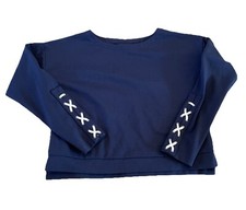 Girls XL 16 Polo Ralph Lauren Shoelace Sweatshirt Navy White Long Sleeve