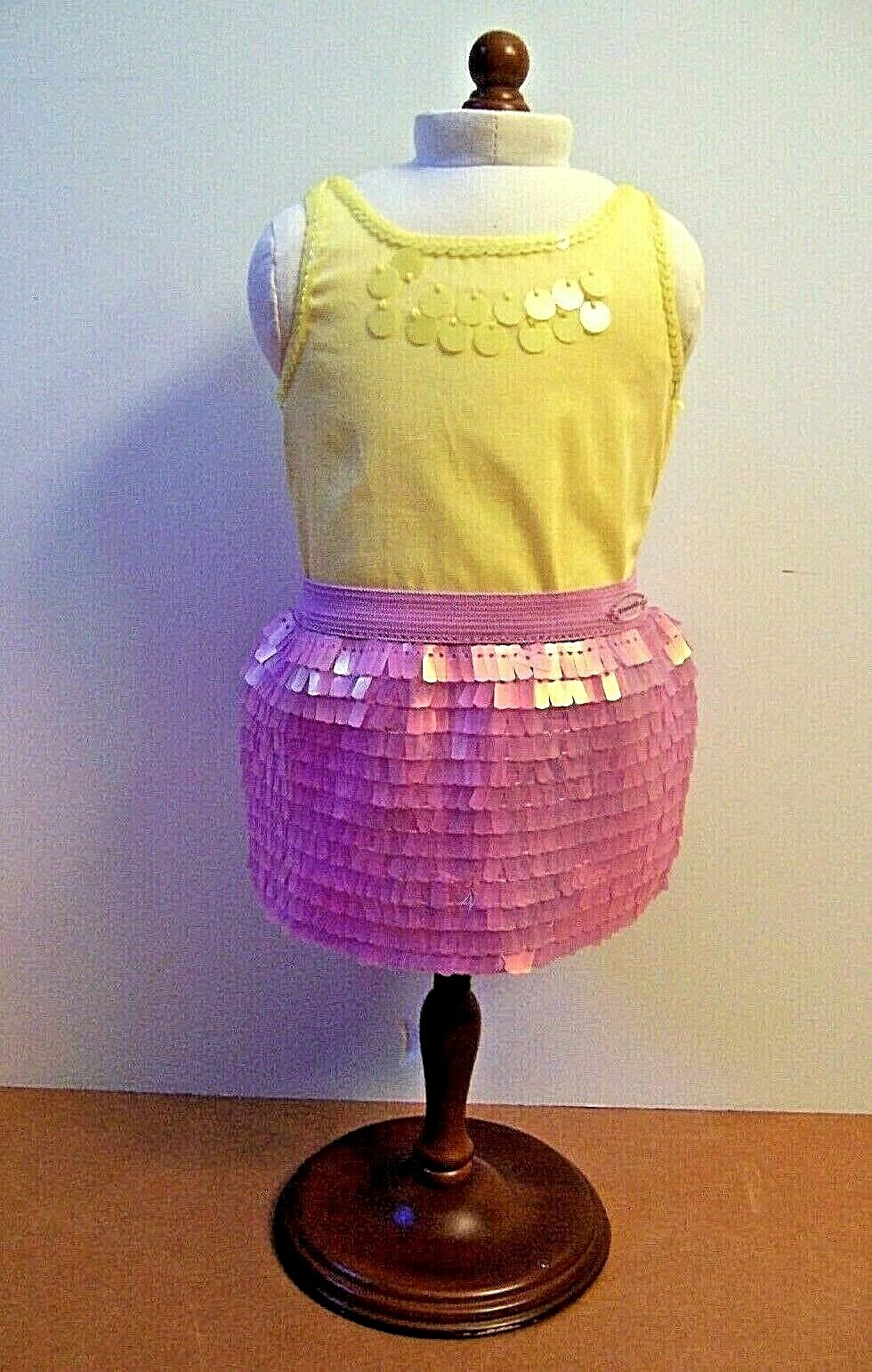 American Girl PINK IRIDESCENT SEQUIN SKIRT SET with Yellow Sequin