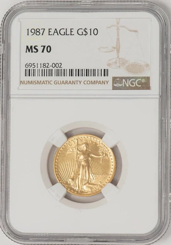 1987 $10 American Gold Eagle MS70 NGC 949458-2