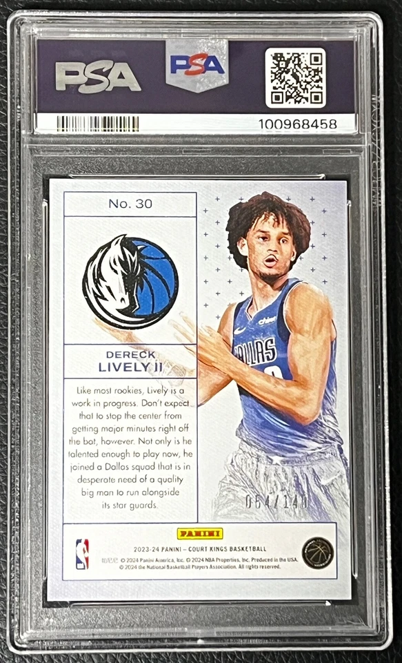 2023 Panini Court Kings Dereck Lively Rookie /149 Works In Progress #30 PSA 9 - Image 2 of 2