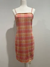 Y2K Rue 21 Sleeveless Pencil Dress Womens XL Peach Plaid NWT