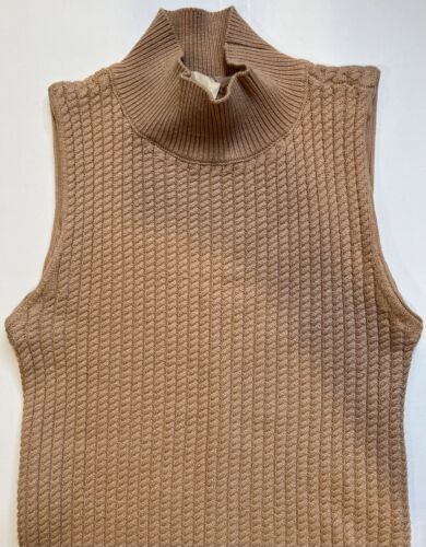 Elie Tahari Women's Size SMALL Sleeveless Top Cable Knit Mock Neck Brown Tan NWT - Picture 9 of 21
